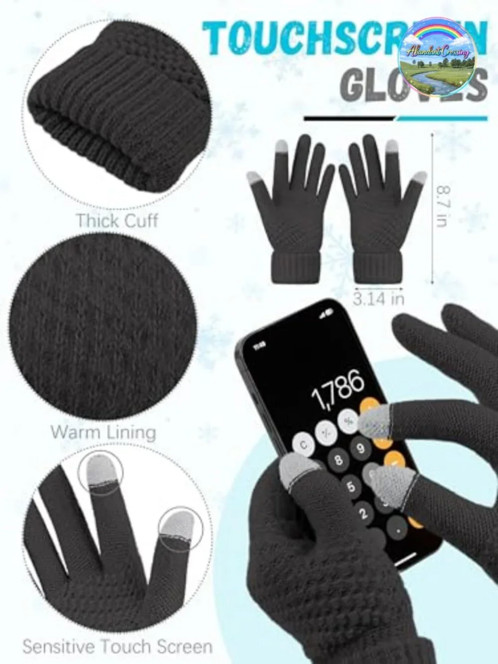 3-Piece Winter Beanie Hat Scarf Gloves Set Fleece Knit Acrylic